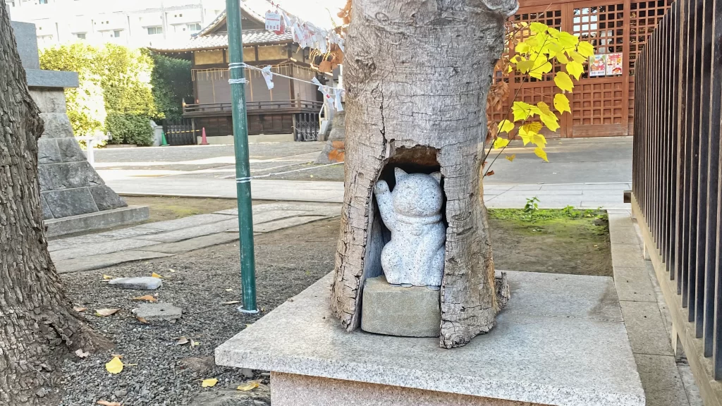 荻窪白山神社木の祠の招き猫